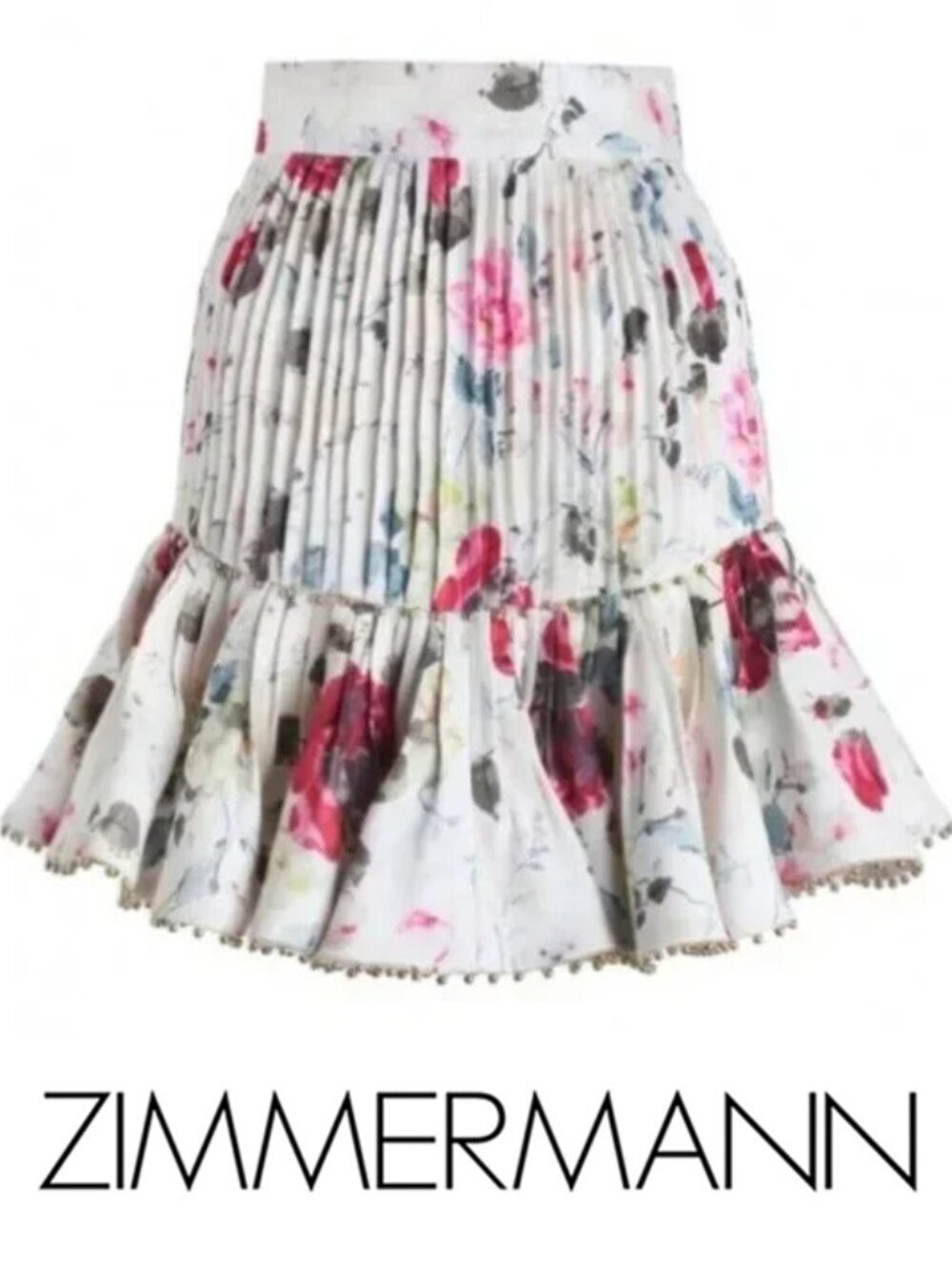 RARE Zimmermann Mischief Tuck Beaded Linen Skirt Size 0 XS